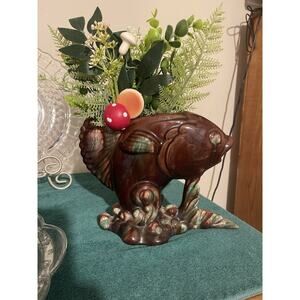 RARE & HTF Royal Haeger Brown Agate Koi/Trout Planter. See Photos for Condition
